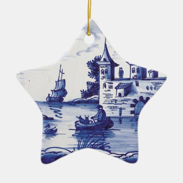 Dutch traditional blue tile ceramic ornament (Front)