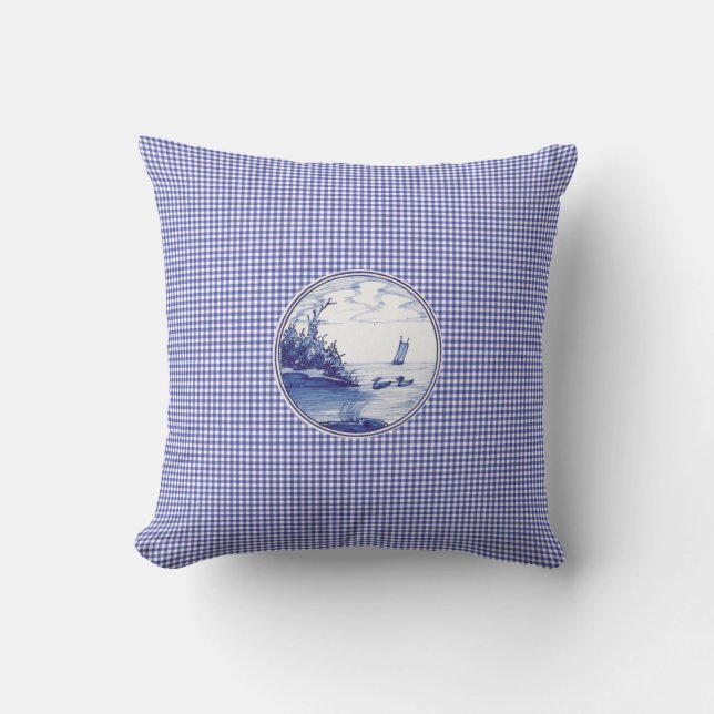 Dutch traditional blue tile cushion (Front)