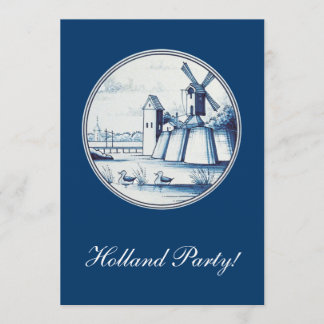 Dutch traditional blue tile invitation