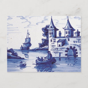 Dutch traditional blue tile postcard