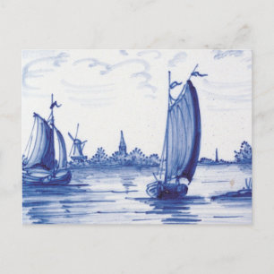 Dutch traditional blue tile postcard