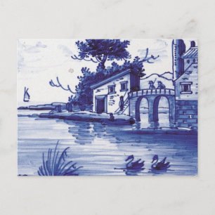 Dutch traditional blue tile postcard