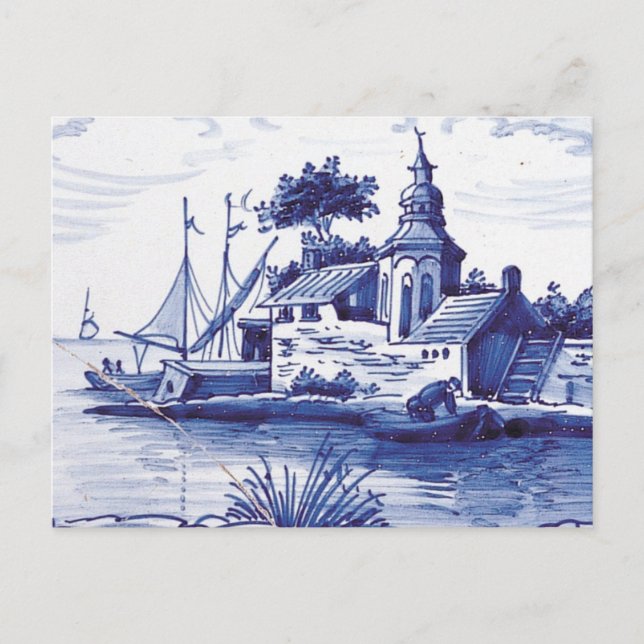 Dutch traditional blue tile postcard (Front)