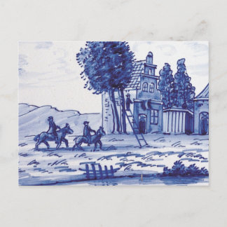 Dutch traditional blue tile postcard