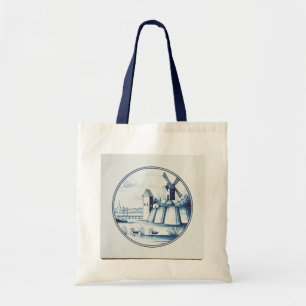 Dutch traditional blue tile tote bag