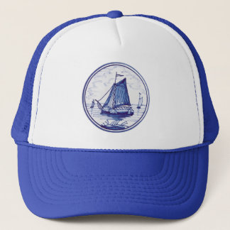 Dutch traditional blue tile trucker hat
