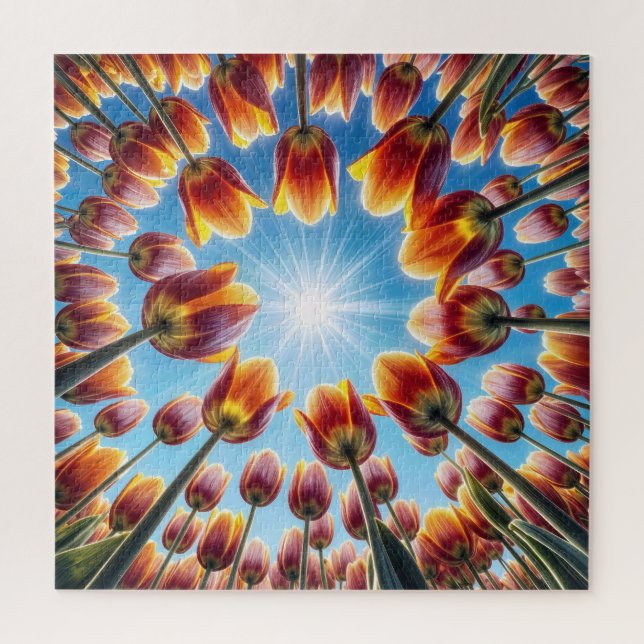 Dutch Tulip Garden In Sunshine Jigsaw Puzzle (Vertical)