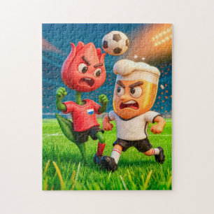 Dutch tulip versus German beer glass soccer duel Jigsaw Puzzle