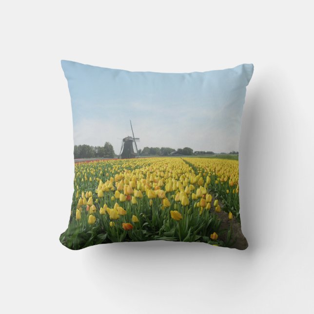 Dutch Tulips and Windmill Holland Cushion (Front)