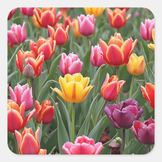 Dutch Tulips Square Sticker (Front)