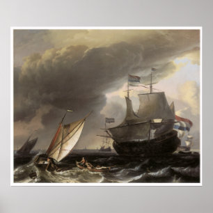 Dutch Vessels on a Stormy Sea c. 1690 Poster
