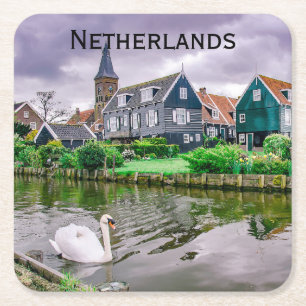 Dutch Village Marken in Netherlands Square Paper Coaster