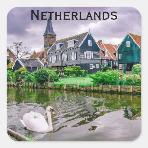 Dutch Village Marken in Netherlands Square Sticker