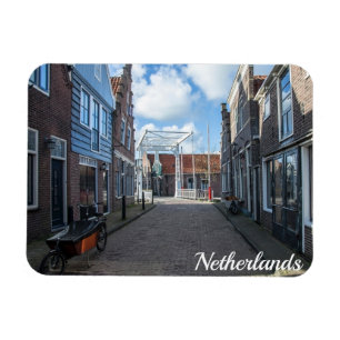 Dutch village with traditional wooden bridge magnet