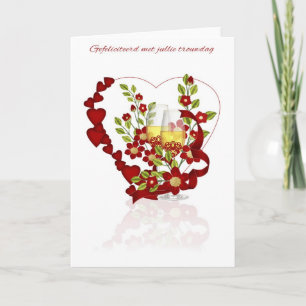 Dutch Wedding Anniversary With Champagne Flowers Card
