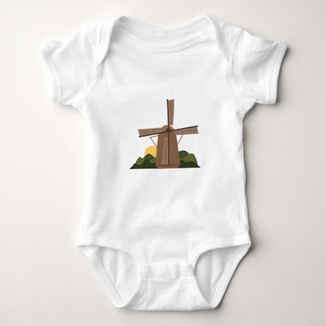 Dutch Windmill Baby Bodysuit (Front)