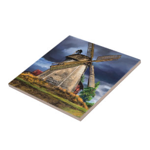 Dutch Windmill Ceramic Tile Painting