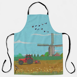 Dutch Windmill Countryside Landscape Netherland Apron