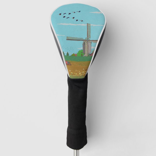 Dutch Windmill Countryside Landscape Netherland Golf Head Cover (Front)