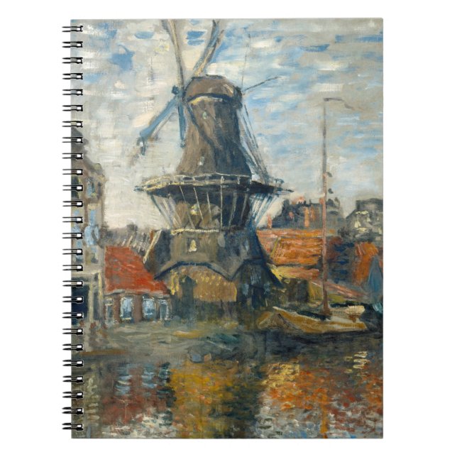 Dutch Windmill Harbor Impressionist Notebook (Front)