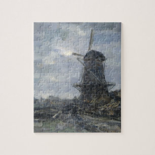 Dutch windmill in moonlight Maris Jigsaw Puzzle