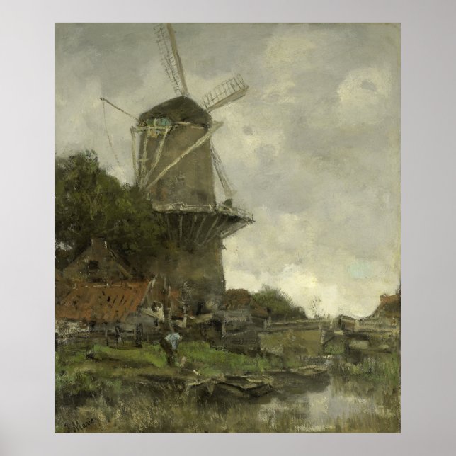 Dutch windmill, Jacob Maris Poster (Front)