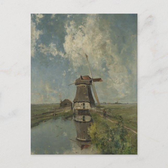 Dutch windmill on polder waterway Paul Gabriël Postcard (Front)