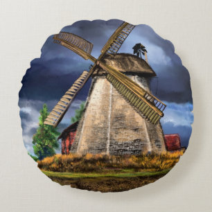 Dutch Windmill Round Pillow