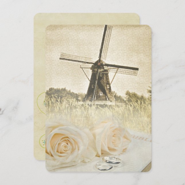 Dutch Windmill Wedding Invitation (Front/Back)