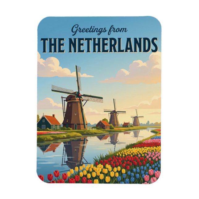 Dutch Windmills Netherlands Magnet (Vertical)