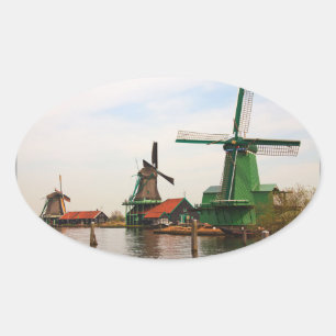 Dutch Windmills oval sticker