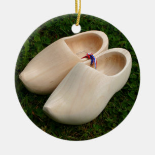 Dutch wooden clogs ceramic tree decoration