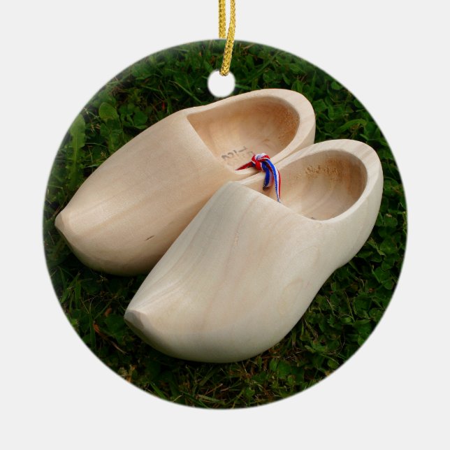 Dutch wooden clogs ceramic tree decoration (Front)