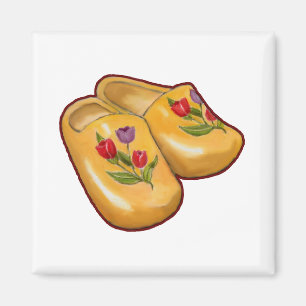 Dutch Wooden Shoes, Tulips, Holland, Art Magnet