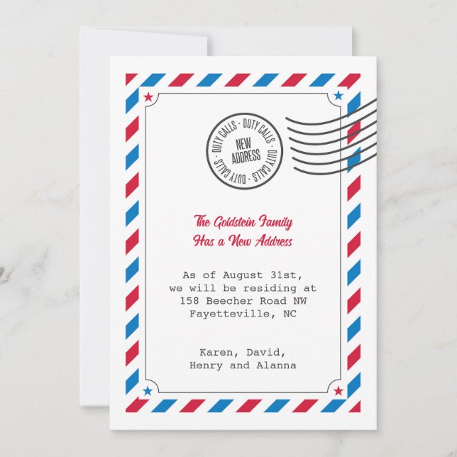 Duty Calls Military Move Announcement (Front)