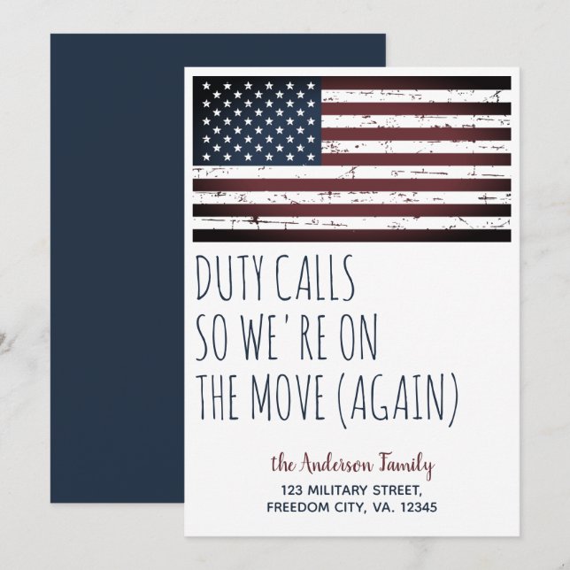 Duty Calls Military Moving Weve Moved PCS Move Announcement (Front/Back)