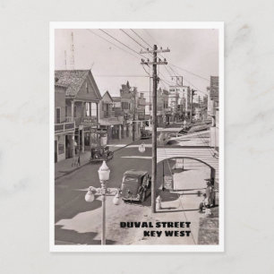 Duval Street Key West Vintage 1930s Postcard