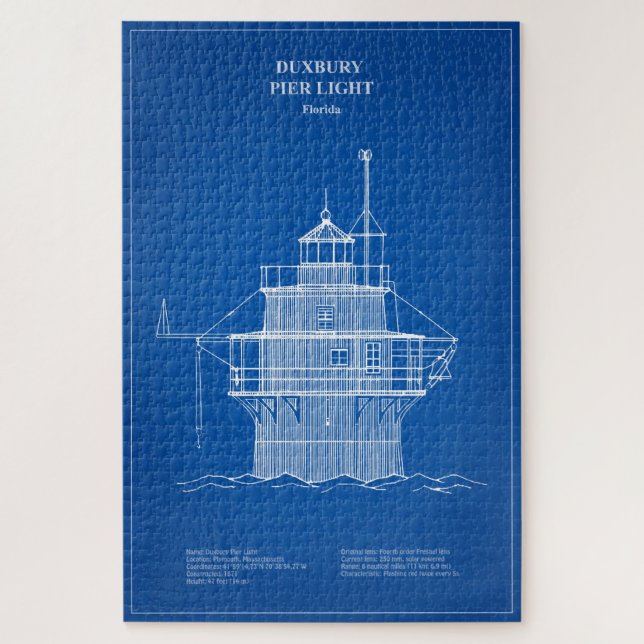 Duxbury Pier Light Lighthouse - Massachusetts – AD Jigsaw Puzzle (Vertical)