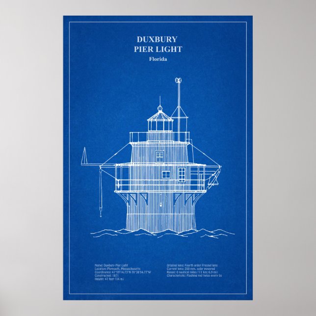 Duxbury Pier Light Lighthouse - Massachusetts – AD Poster (Front)