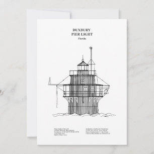 Duxbury Pier Light Lighthouse - Massachusetts -BD Thank You Card