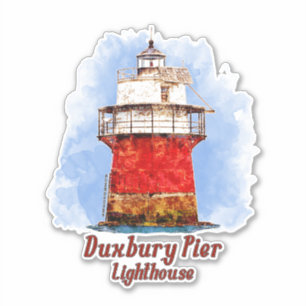 Duxbury Pier Lighthouse Watercolor - Massachusetts
