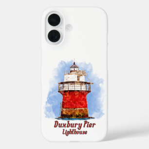 Duxbury Pier Lighthouse Watercolor - Massachusetts iPhone 16 Case