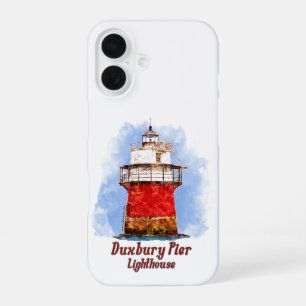 Duxbury Pier Lighthouse Watercolor - Massachusetts iPhone 16 Case