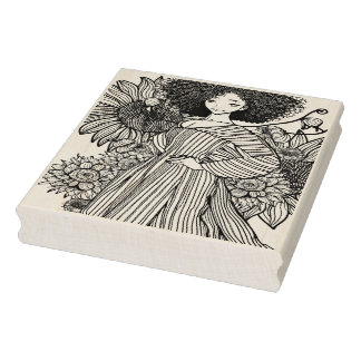 D'vinci Anime Girl Wood Art Stamp by BlackFace