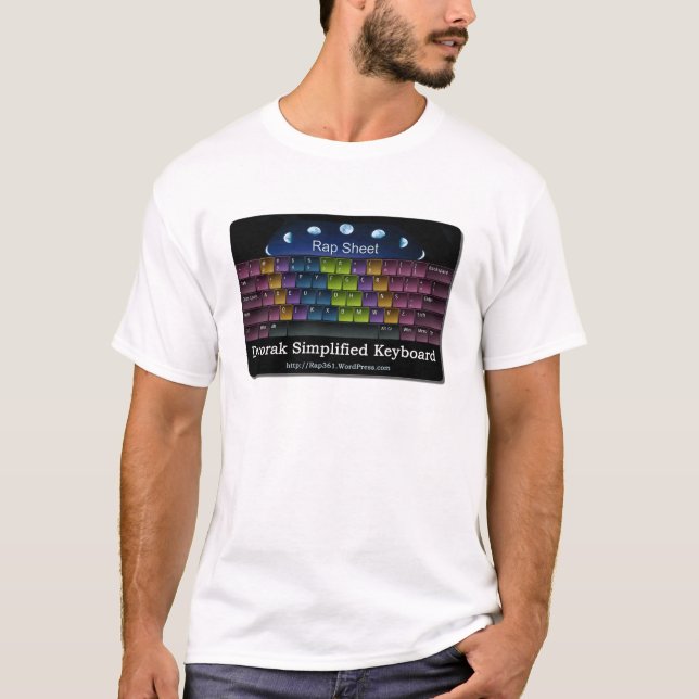 Dvorak simplified coloured keyboard T-Shirt (Front)
