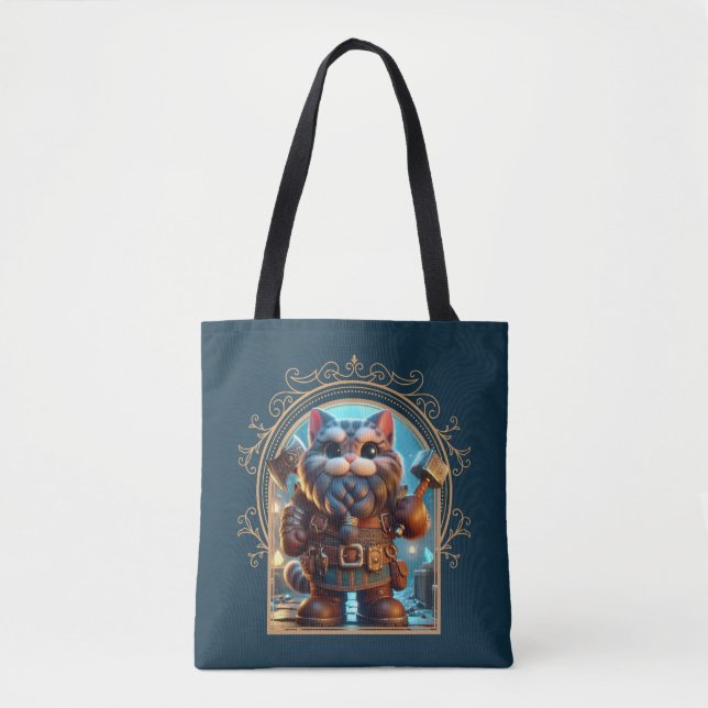 Dwarf Feline Fantasy Adventure Tote Bag (Front)
