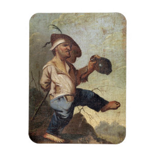 Dwarf Holding a Jug (oil on canvas laid down on pa Magnet