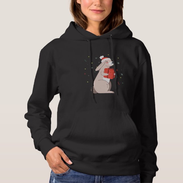 Dwarf Lop Eared Bunny Rabbit In Santa Claus Christ Hoodie (Front)