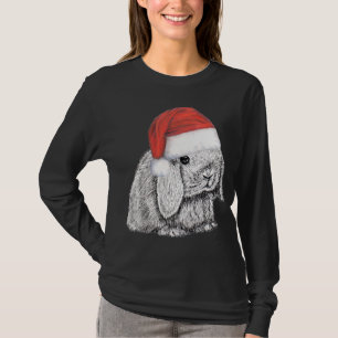 Dwarf Lop Eared Bunny Rabbit In Santa Claus Christ T-Shirt