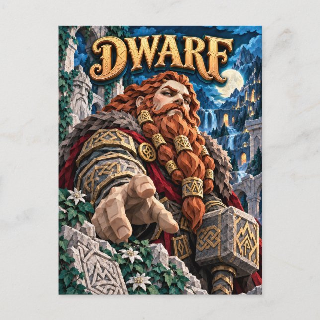 Dwarf, Paper Cut Monster Postcard (Front)